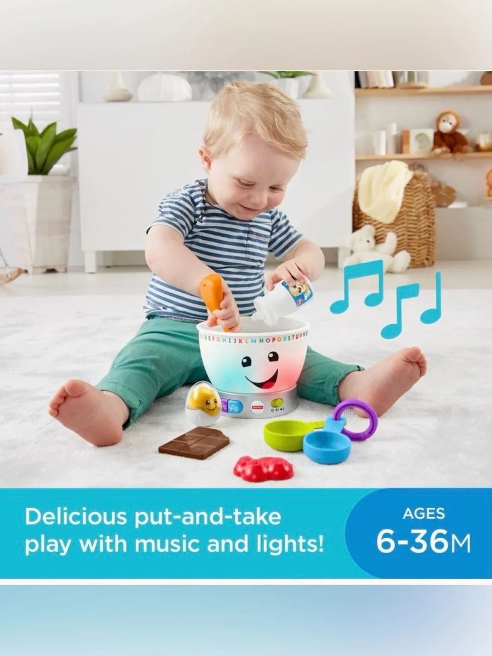Fisher Price Laugh & Learn Magic Mixing Bowl Set 🍪🍒